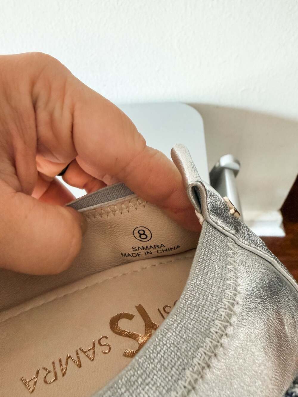 Leather Yosi Samra Samara Foldable Ballet Flats in Metallic Silver 8 - Picture 5 of 5